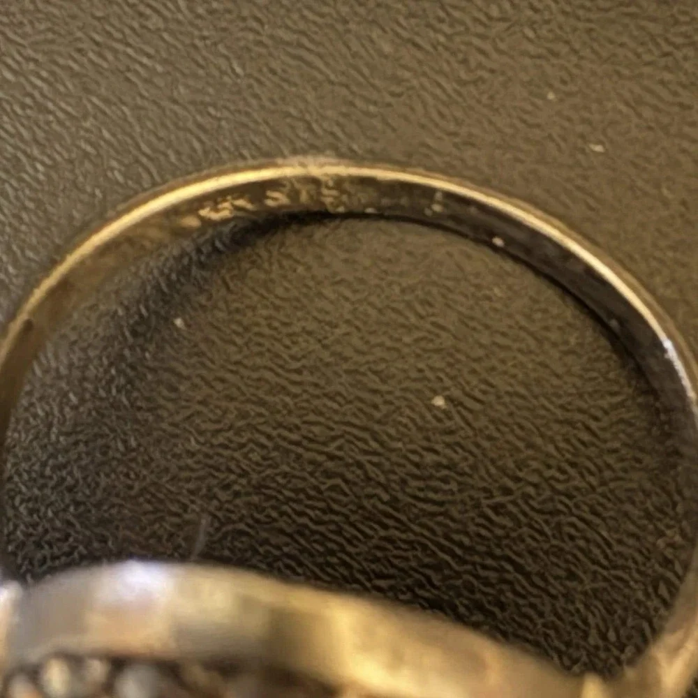 Vintage Sterling Silver Ring 925 Size 5.25 Hematite CZ Pretty Victorian Revival